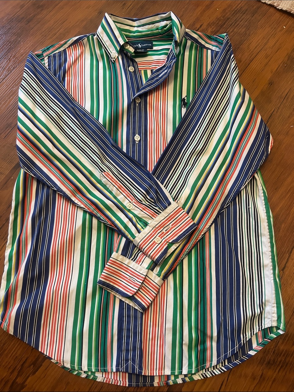 Ralph Lauren Multistripe Button-Down Shirt. Boys Medium (10-12)